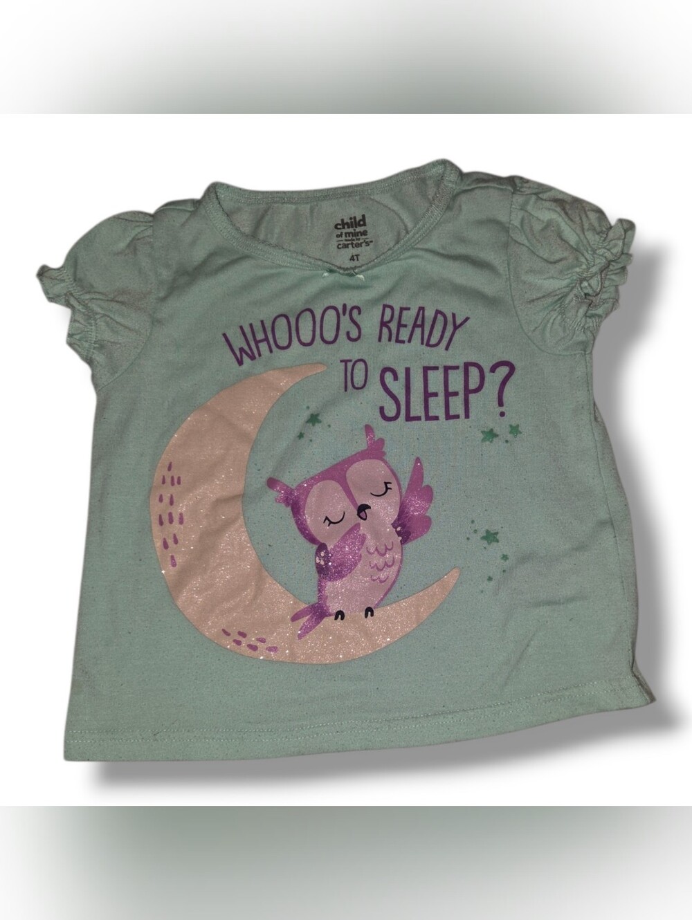 Carter's Child of Mine Mint Owl Sleep Pajama Top - 4T